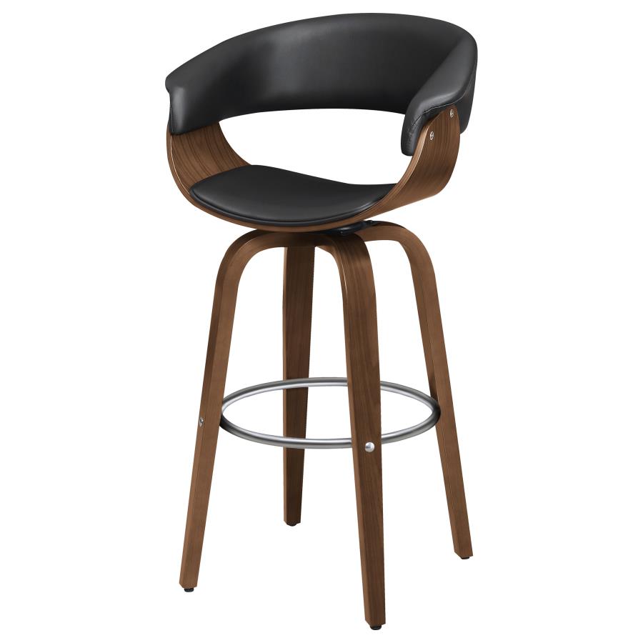 Zion Upholstered Swivel Bar Stool Walnut and Black - 100205