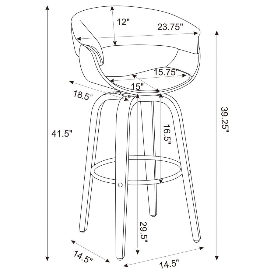 Zion Upholstered Swivel Bar Stool Walnut and Black - 100205