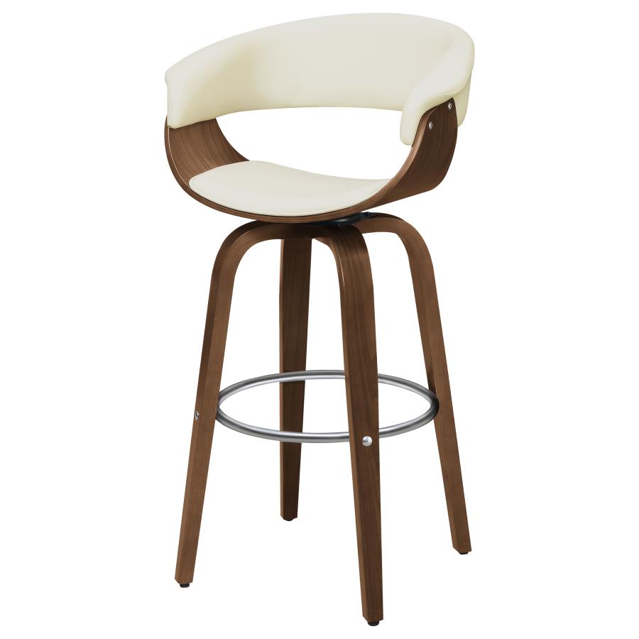Zion Upholstered Swivel Bar Stool Walnut and Ecru - 100206