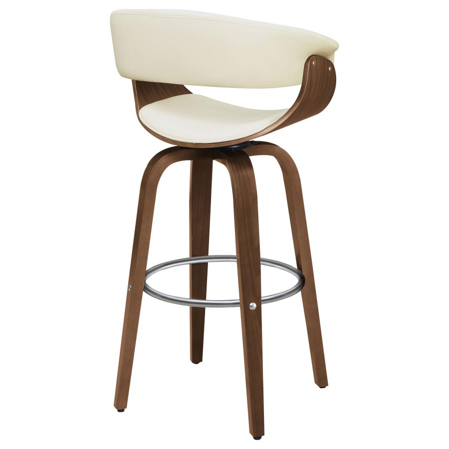 Zion Upholstered Swivel Bar Stool Walnut and Ecru - 100206