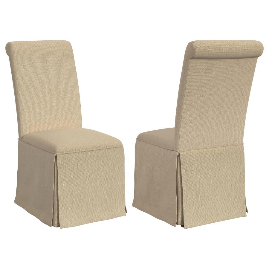 Shawna Upholstered Skirted Side Chair Light Khaki (Set of 2) - 100747