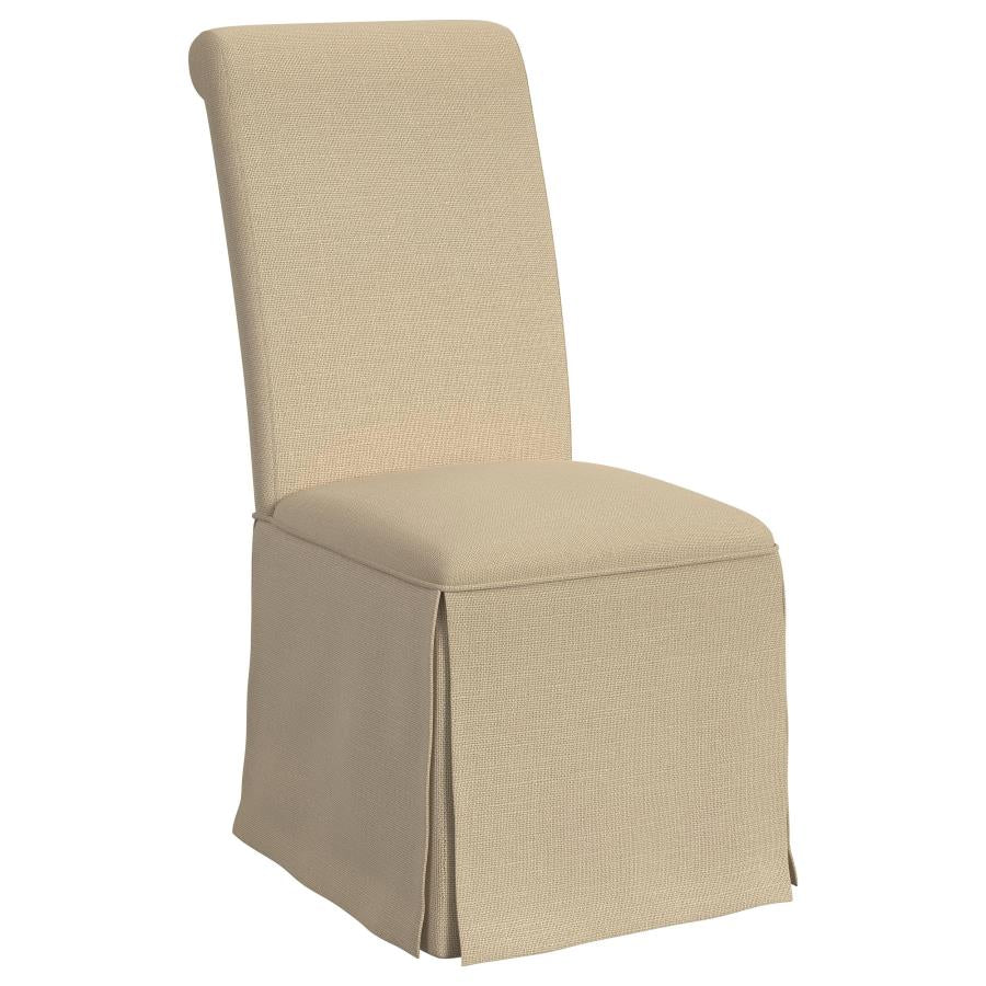 Shawna Upholstered Skirted Side Chair Light Khaki (Set of 2) - 100747