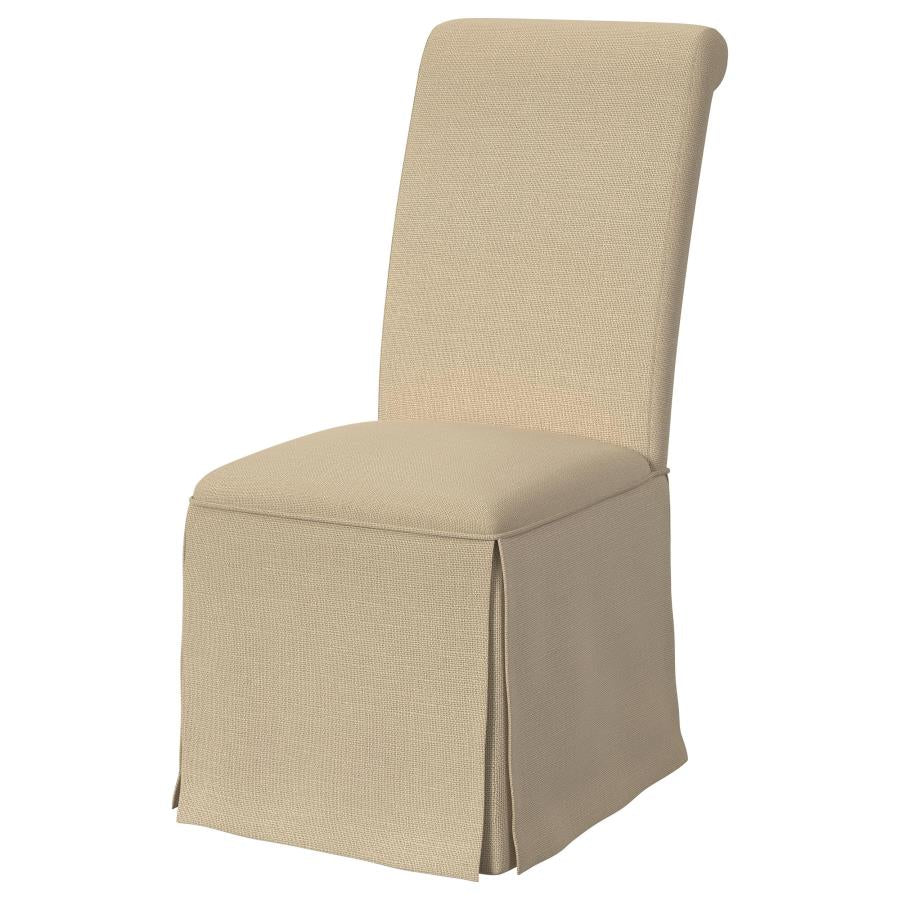 Shawna Upholstered Skirted Side Chair Light Khaki (Set of 2) - 100747