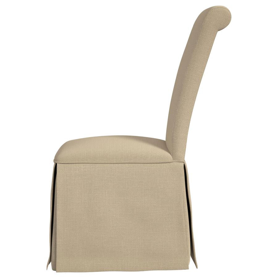 Shawna Upholstered Skirted Side Chair Light Khaki (Set of 2) - 100747