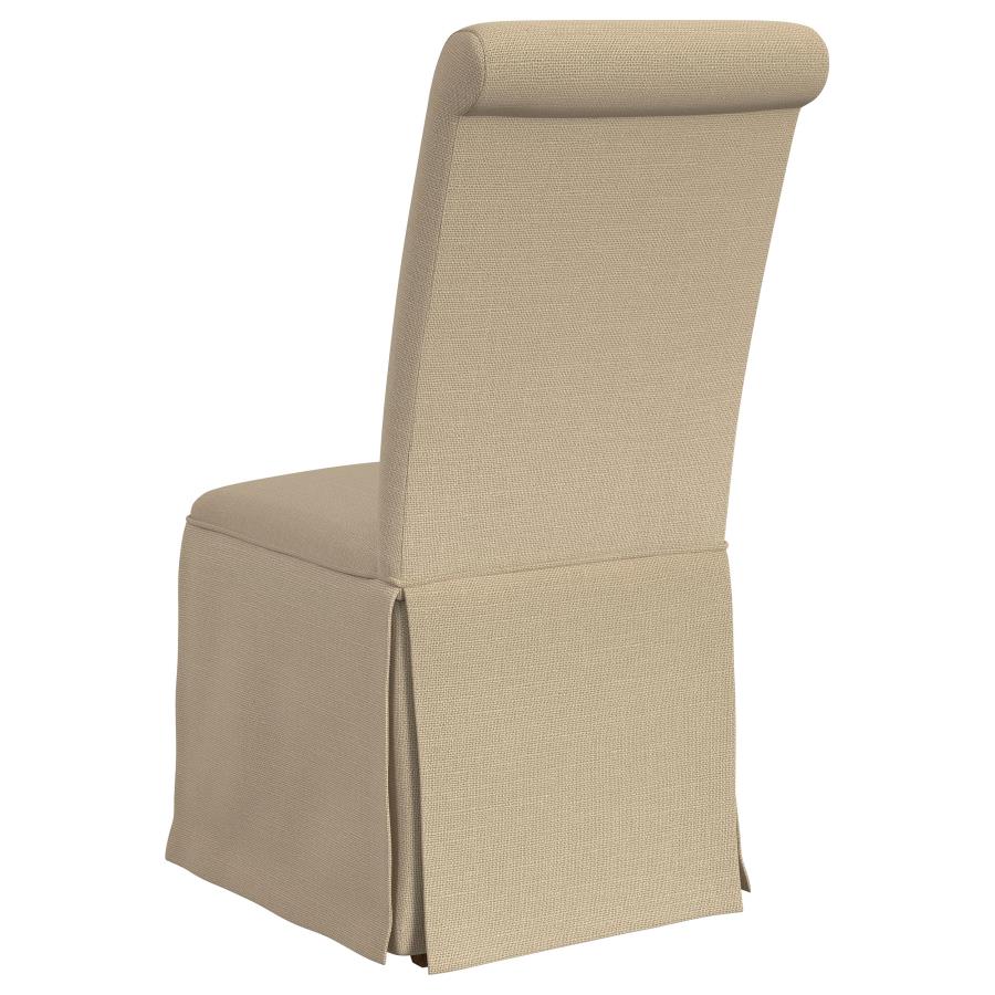 Shawna Upholstered Skirted Side Chair Light Khaki (Set of 2) - 100747
