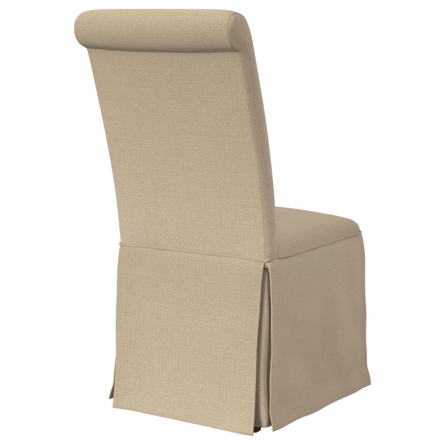 Shawna Upholstered Skirted Side Chair Light Khaki (Set of 2) - 100747