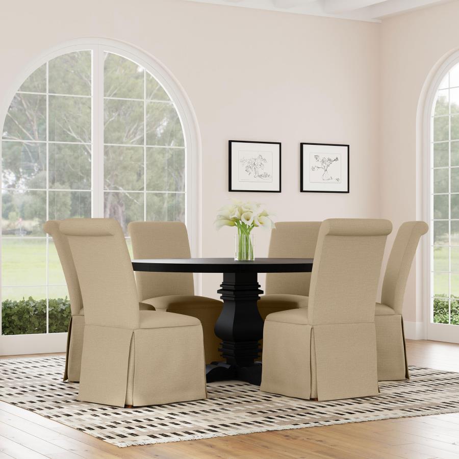 Shawna Upholstered Skirted Side Chair Light Khaki (Set of 2) - 100747