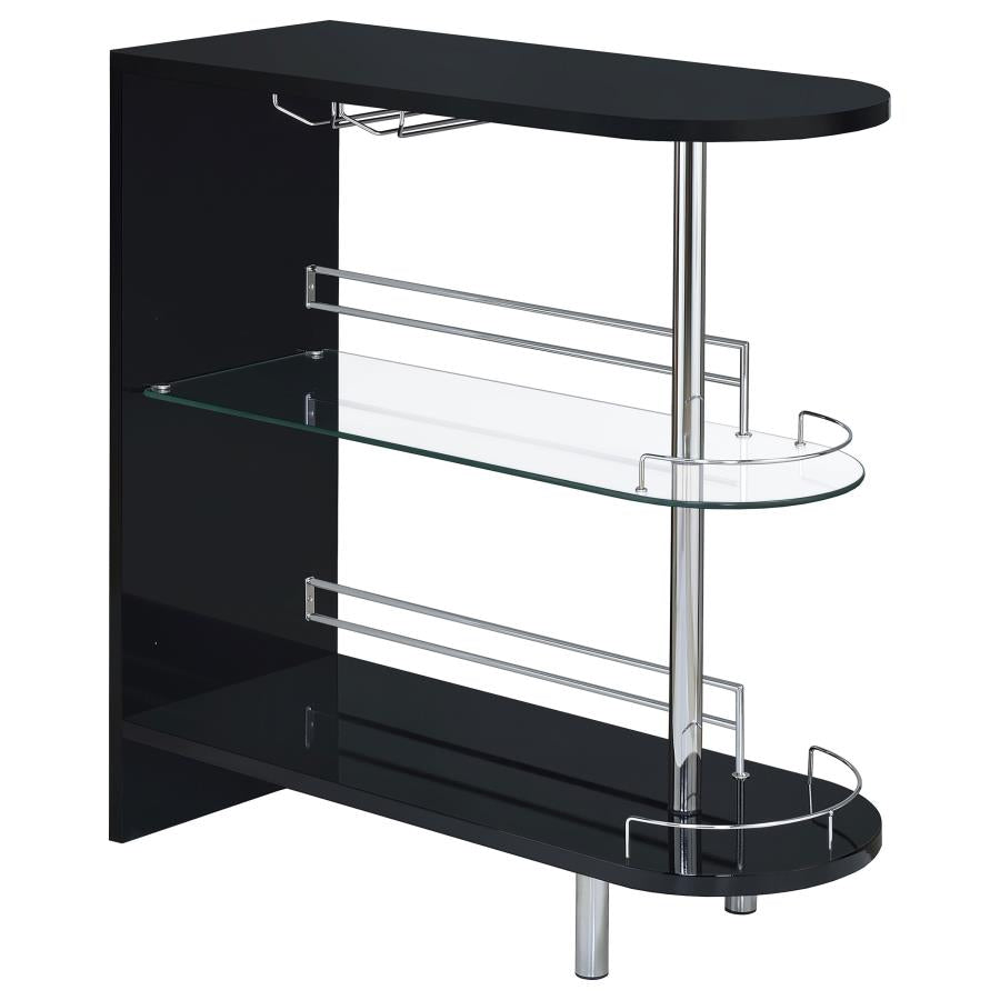 Adolfo Rectangular 2-tier Home Bar Table Black High Gloss - 101063