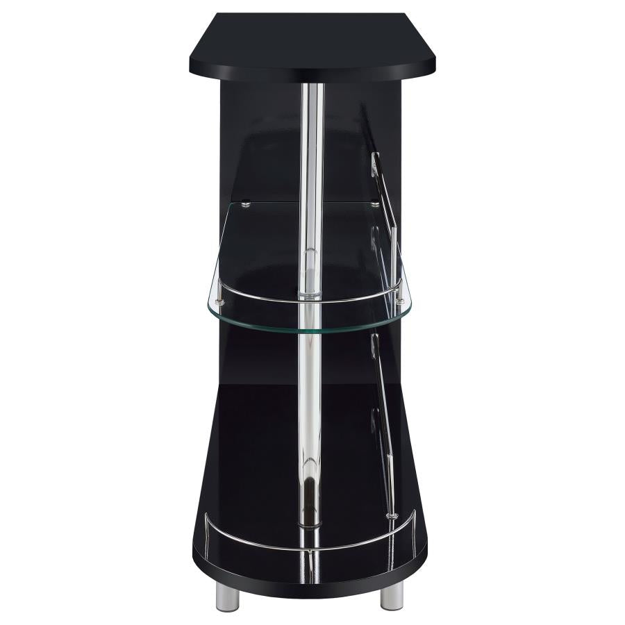Adolfo Rectangular 2-tier Home Bar Table Black High Gloss - 101063