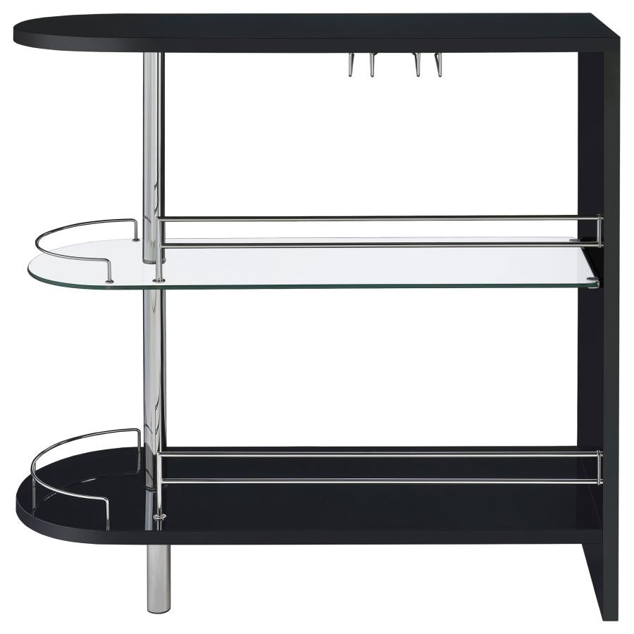 Adolfo Rectangular 2-tier Home Bar Table Black High Gloss - 101063