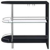 Adolfo Rectangular 2-tier Home Bar Table Black High Gloss - 101063
