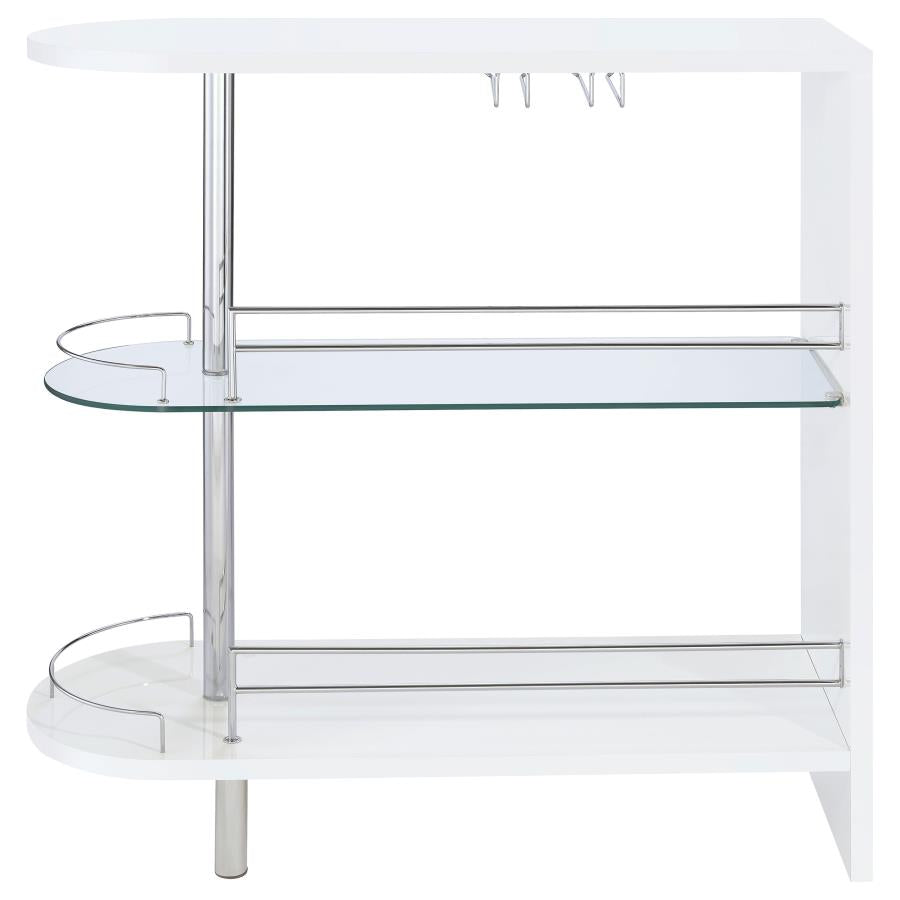Adolfo Rectangular 2-tier Home Bar Table White High Gloss - 101064