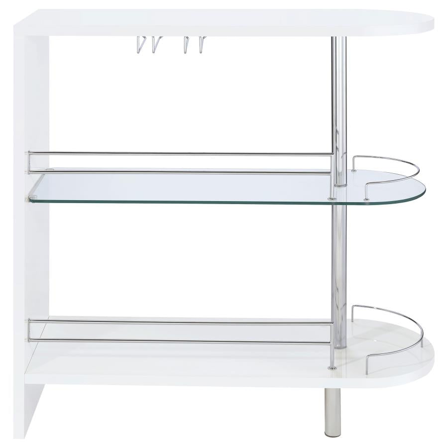Adolfo Rectangular 2-tier Home Bar Table White High Gloss - 101064