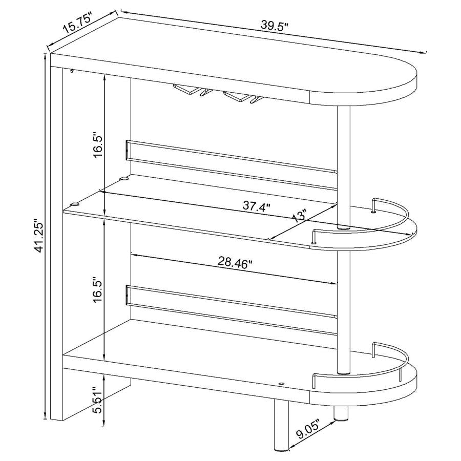 Adolfo Rectangular 2-tier Home Bar Table White High Gloss - 101064
