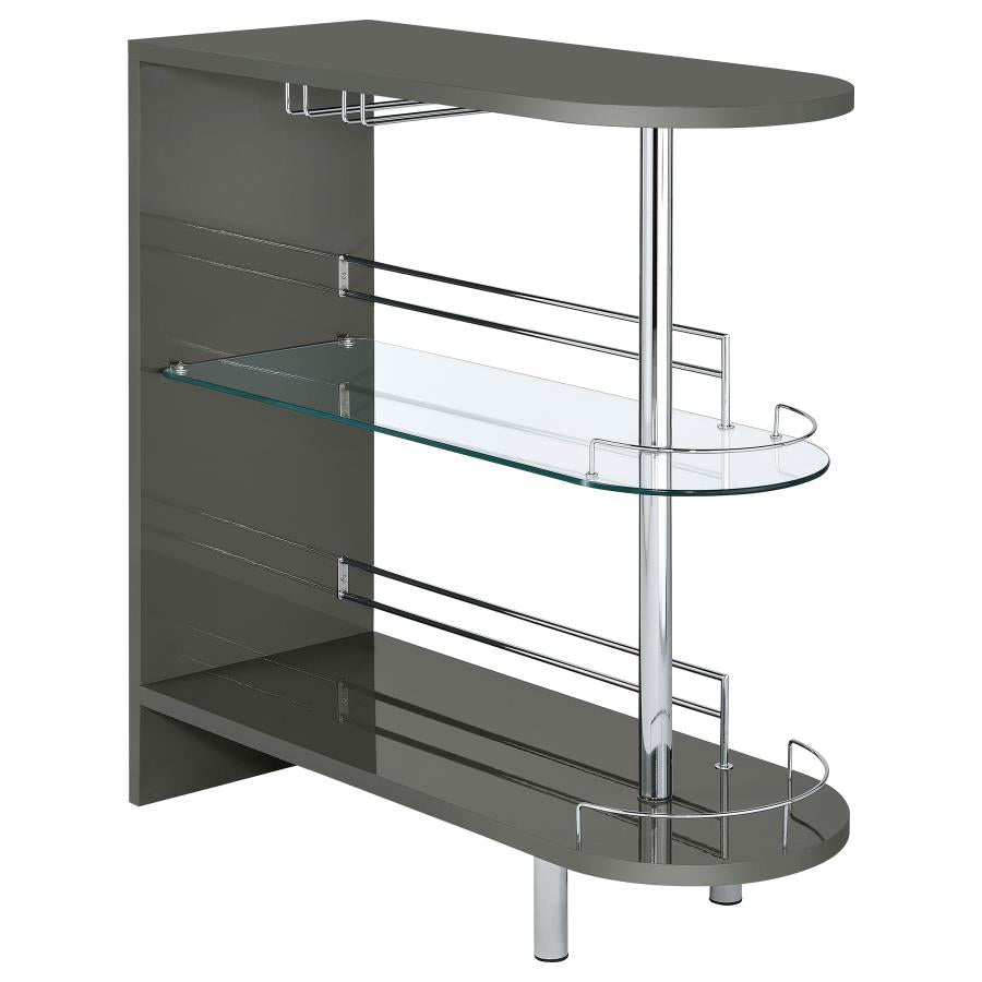Adolfo Rectangular 2-tier Home Bar Table Grey High Gloss - 101073