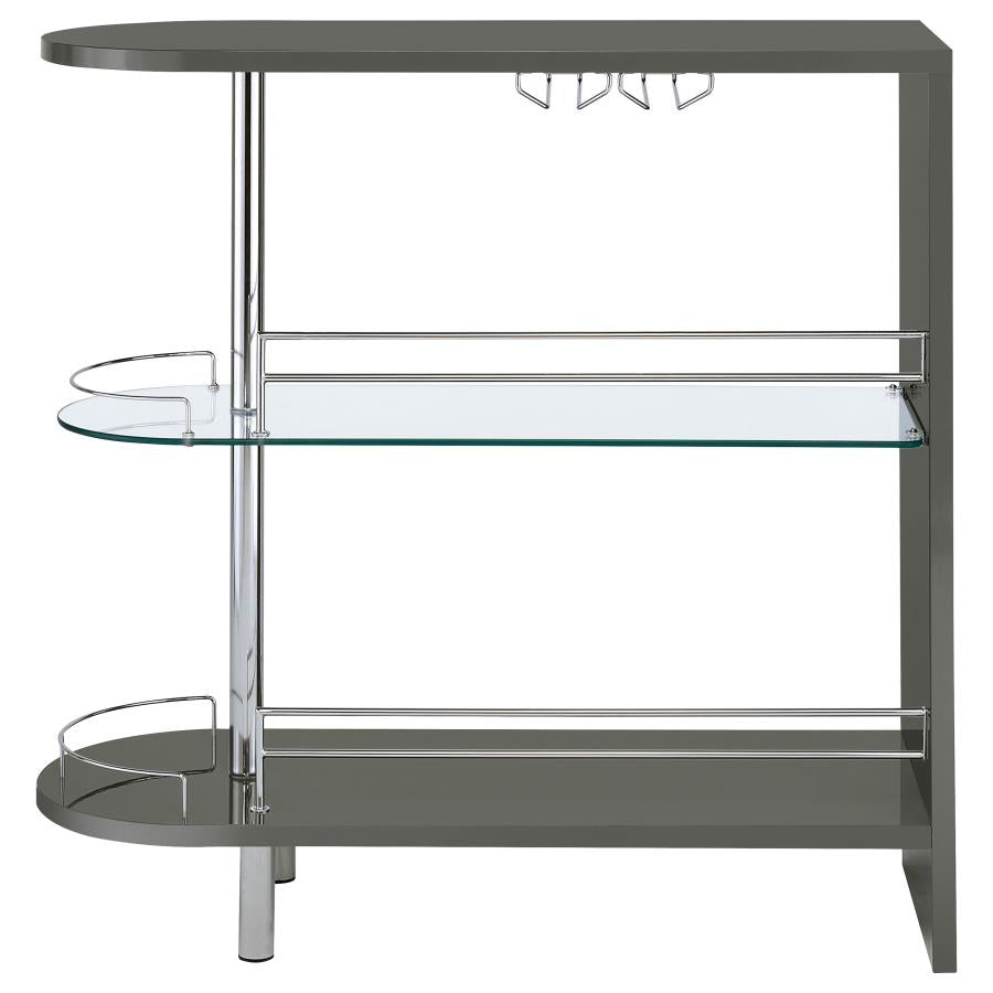 Adolfo Rectangular 2-tier Home Bar Table Grey High Gloss - 101073
