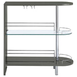 Adolfo Rectangular 2-tier Home Bar Table Grey High Gloss - 101073