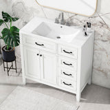 Modern Bathroom Vanity With Sink, Freestanding With Drawers And Doors