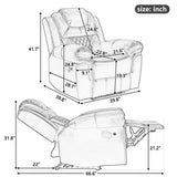3 Pieces Recliner Sofa Sets Home Theater Seating Manual Recliner Chair & Center Console And LED Light Strip For Living Room - Brown