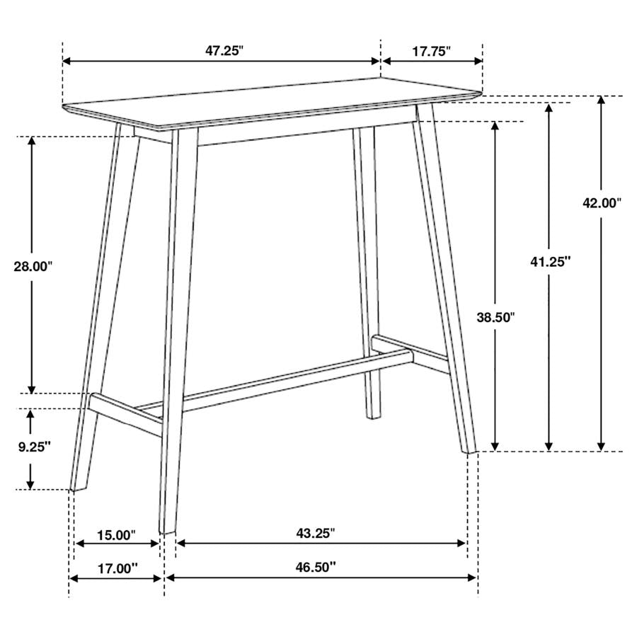 Finnick Rectangular 47-inch Pub Height Bar Table Walnut - 101436