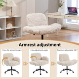 Swivel Chair With Adjustable Armrests And Wheels For Home Office - Beige