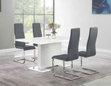 Anges 5-piece Dining Table Set White High Gloss and Grey - 102310-S5G
