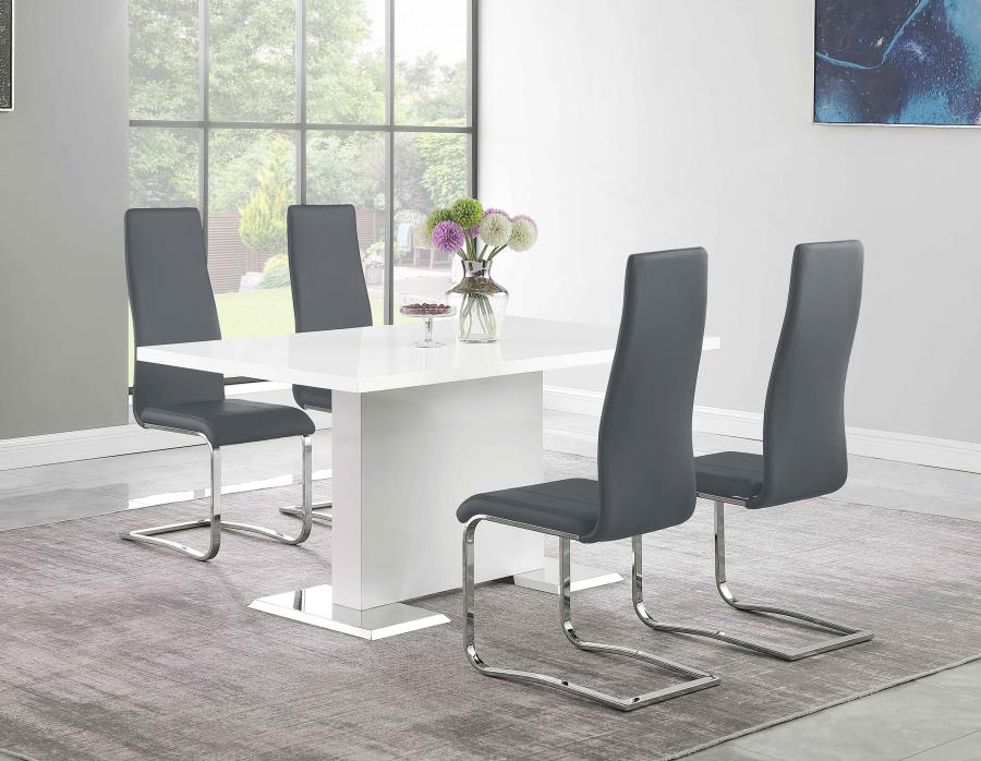 Anges 5-piece Dining Table Set White High Gloss and Grey - 102310-S5G