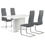 Anges 5-piece Dining Table Set White High Gloss and Grey - 102310-S5G