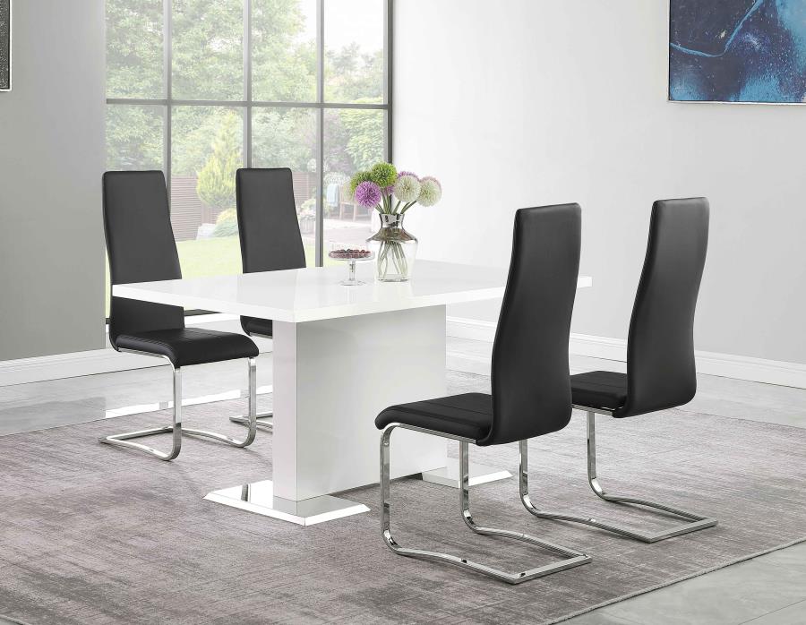 Anges 5-piece Dining Table Set White High Gloss and Black - 102310-S5K