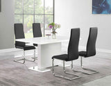 Anges 5-piece Dining Table Set White High Gloss and Black - 102310-S5K