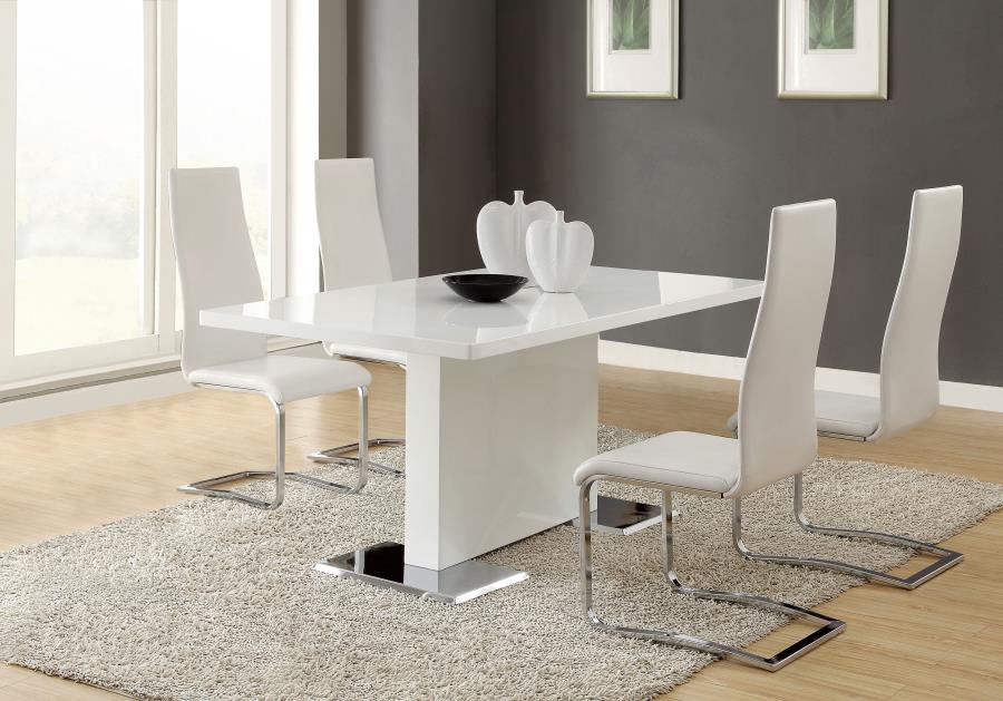 Anges 5-piece Dining Table Set White High Gloss and White - 102310-S5W