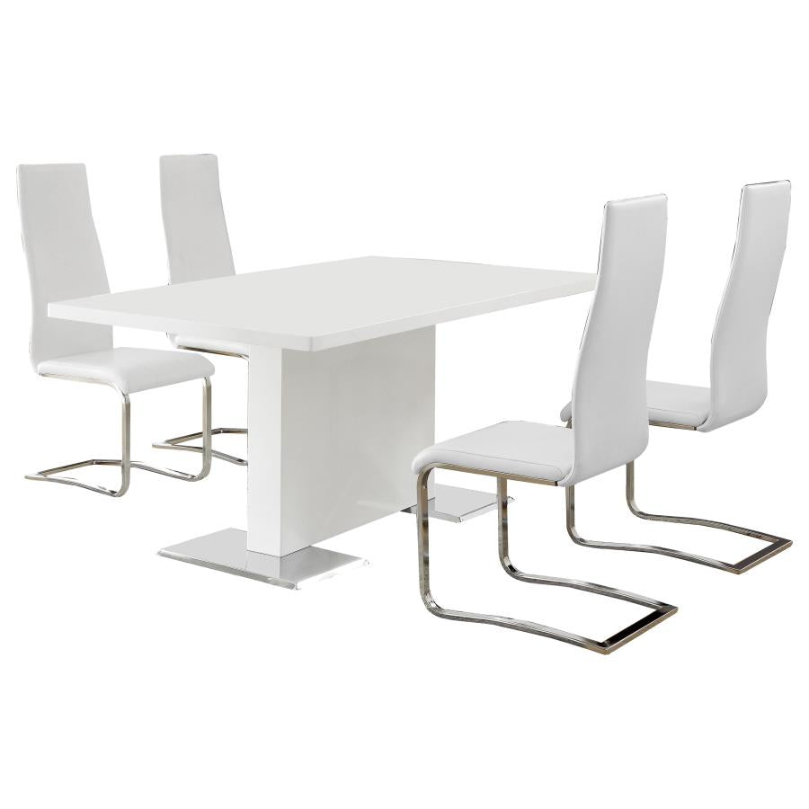 Anges 5-piece Dining Table Set White High Gloss and White - 102310-S5W