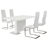 Anges 5-piece Dining Table Set White High Gloss and White - 102310-S5W