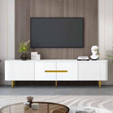 TV Stand For TVs, Media Console With 4 Spacious Cabinets For Living Room