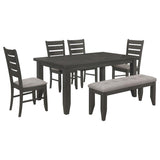 Dalila 6-piece Rectangular Dining Table Set Dark Grey - 102721GRY-S6