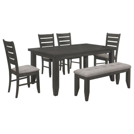 Dalila 6-piece Rectangular Dining Table Set Dark Grey - 102721GRY-S6