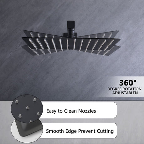 12" Ceiling Mount Shower System With Rain Mixer And Handheld Shower