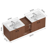 Soft Close Doors Bathroom Vanity With Small Storage Shelves, 24" And 12" Combination Cabinet - Reddish Brown