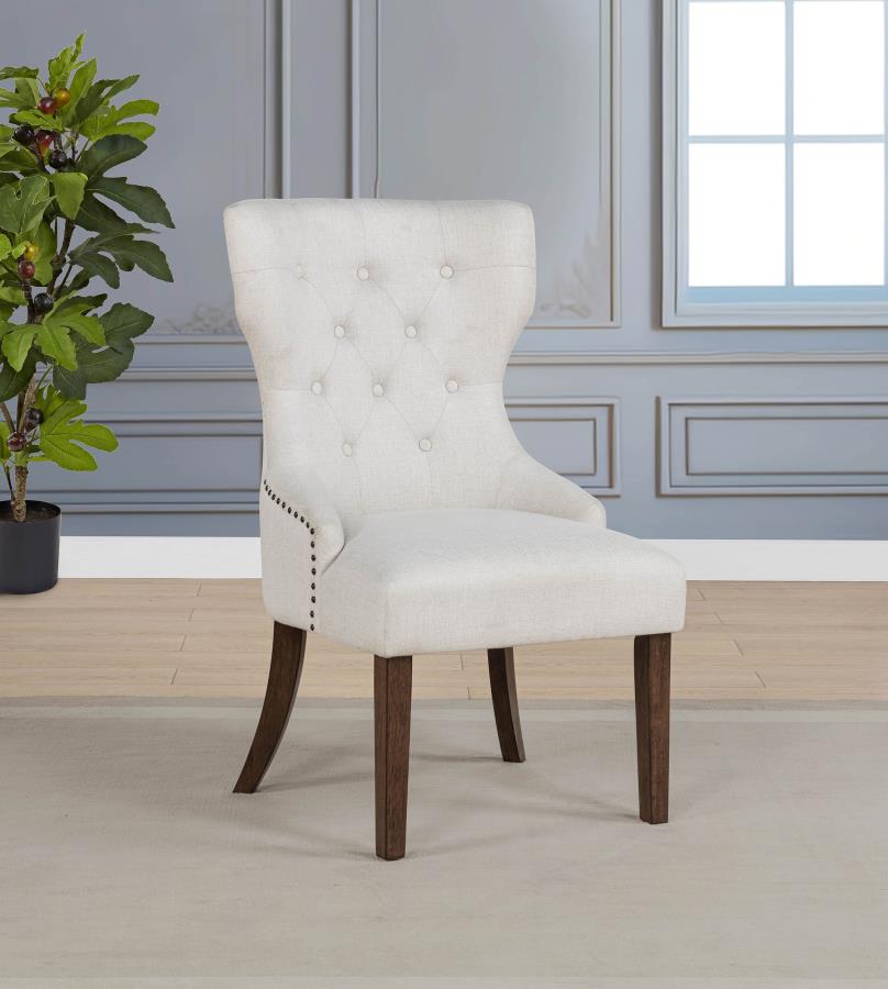 Baney Fabric Upholstered Dining Side Chair Cream and Dark Oak - 104507DOK