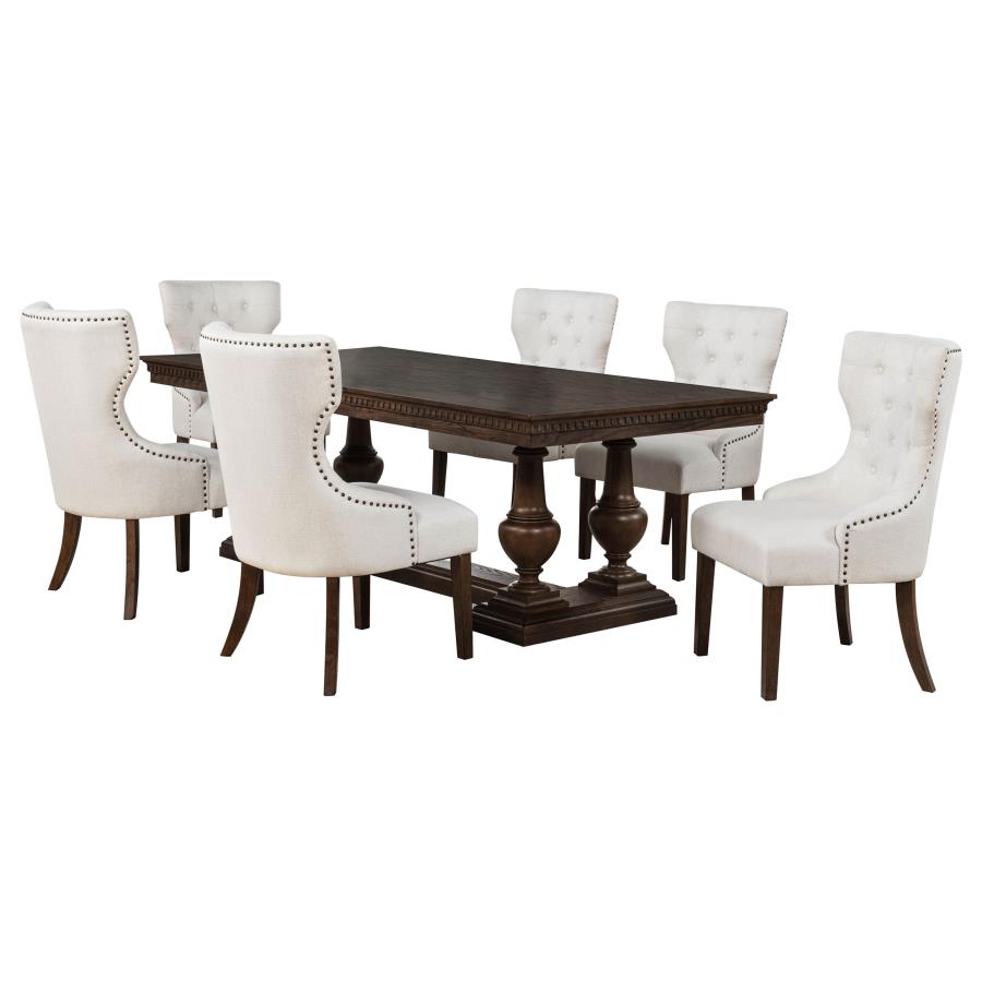 Ridgewell 7-piece Rectangular Trestle Dining Set Dark Oak - 104601-S7
