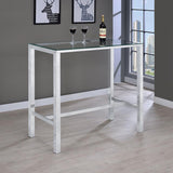 Tolbert Rectangular 47-inch Glass Top Pub Bar Table Chrome - 104873