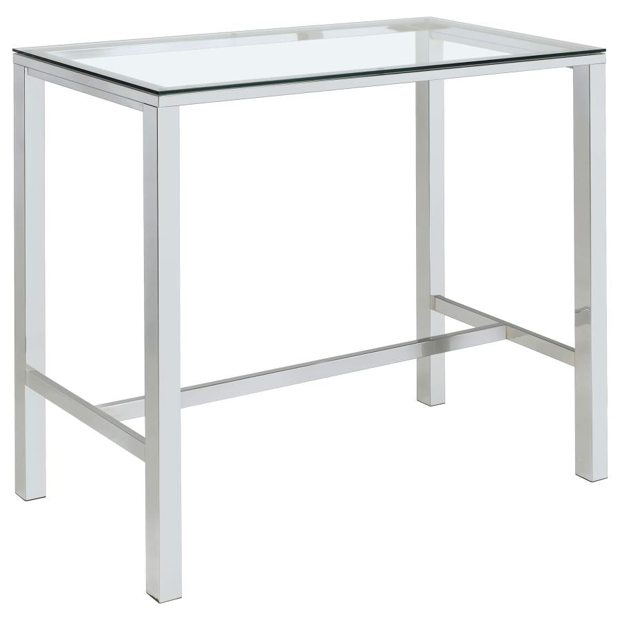 Tolbert Rectangular 47-inch Glass Top Pub Bar Table Chrome - 104873