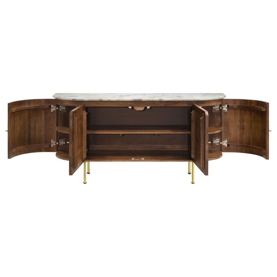 Ortega 4-door Marble Top Sideboard Buffet Cabinet Natural - 105145