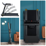 Folding Electric 3.5Hp Treadmill Medium Running Machine Motorised Gym 330Lb, Portable Compact Treadmill Foldable For Home Gym Fitness Workout Jogging Walking, Electric Motorized Power 14Km / H - Gray