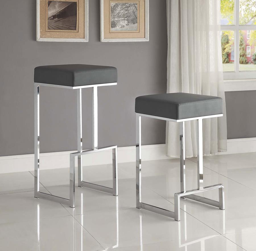 Gervase Square Bar Stool Grey and Chrome - 105262
