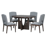 Topmax - 5 Piece Modern Extendable Round Dining Table Set With Removable Leaf For Small Places