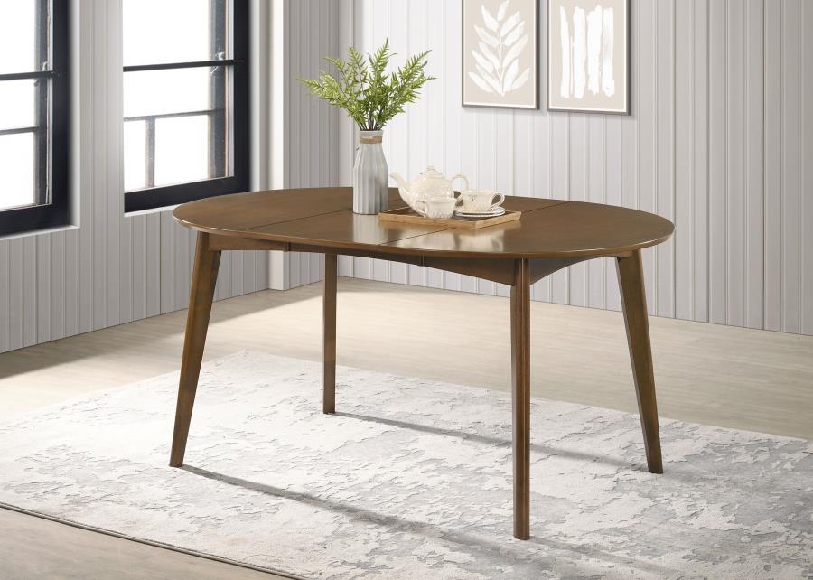 Jedda Oval 60-inch Extension Leaf Dining Table Dark Walnut - 105361
