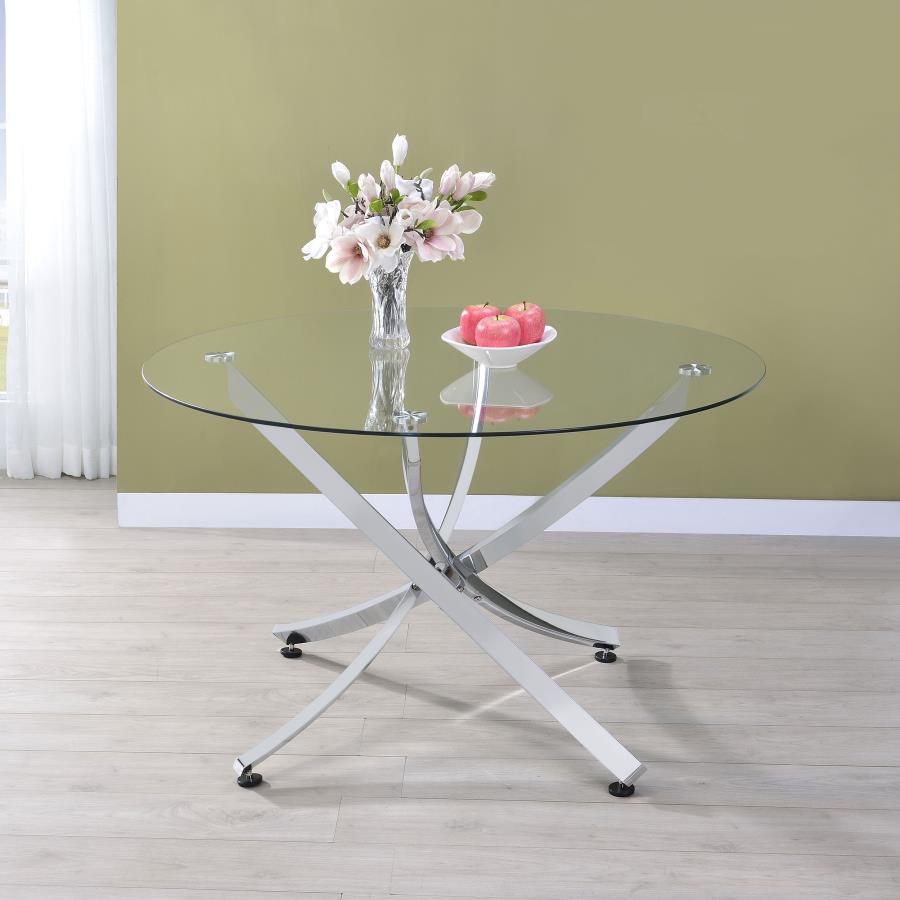Beckham Round 46-inch Glass Top Dining Table Chrome - 106440