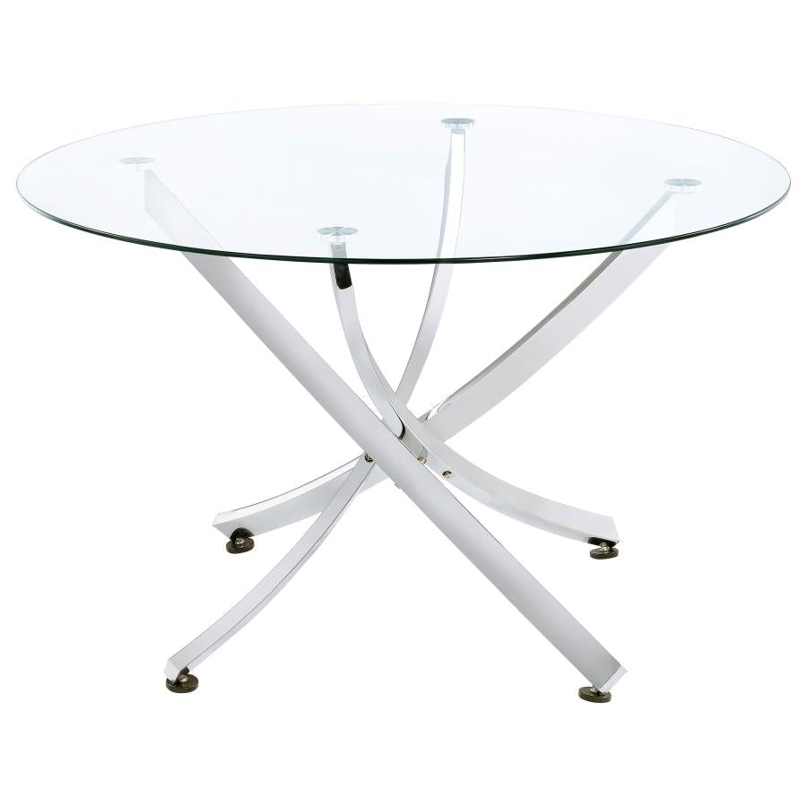 Beckham Round 46-inch Glass Top Dining Table Chrome - 106440