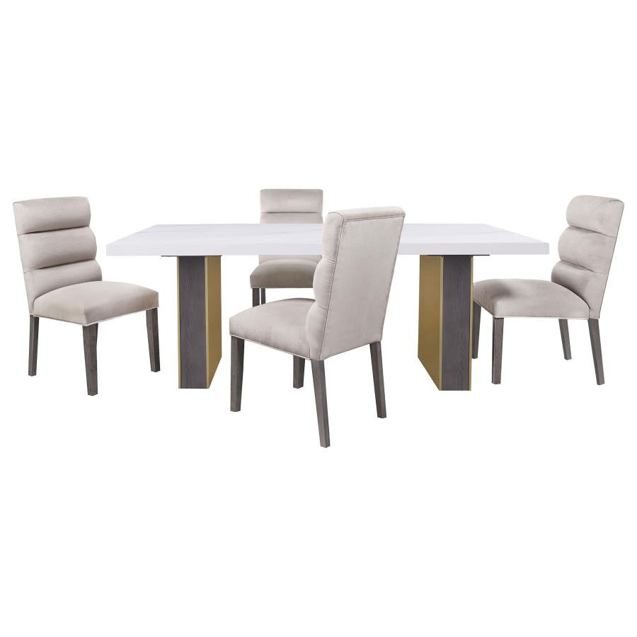 Carla Velvet Upholstered Dining Side Chair Stone (Set of 2) - 106683